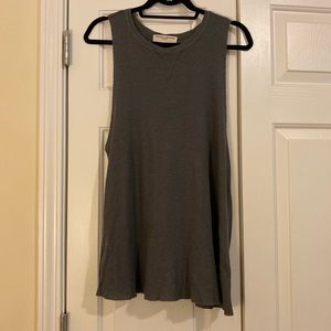 Project Social T Grey Soft Frayed Muscle Tank